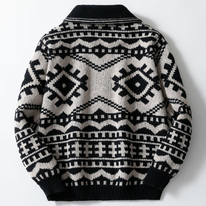Lune London geometric pattern design knit jacket for men