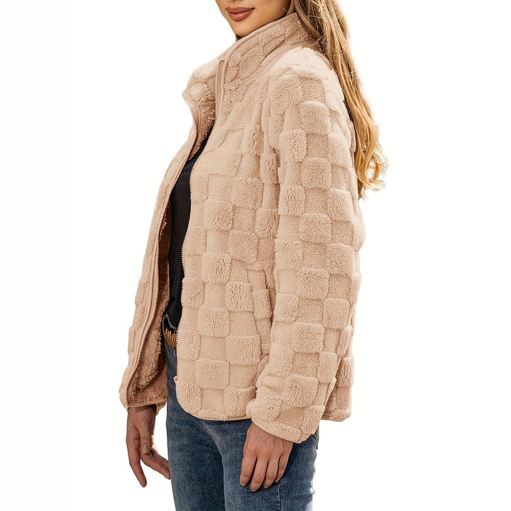 Women's fleece jacket with textured surface and high collar Lune London