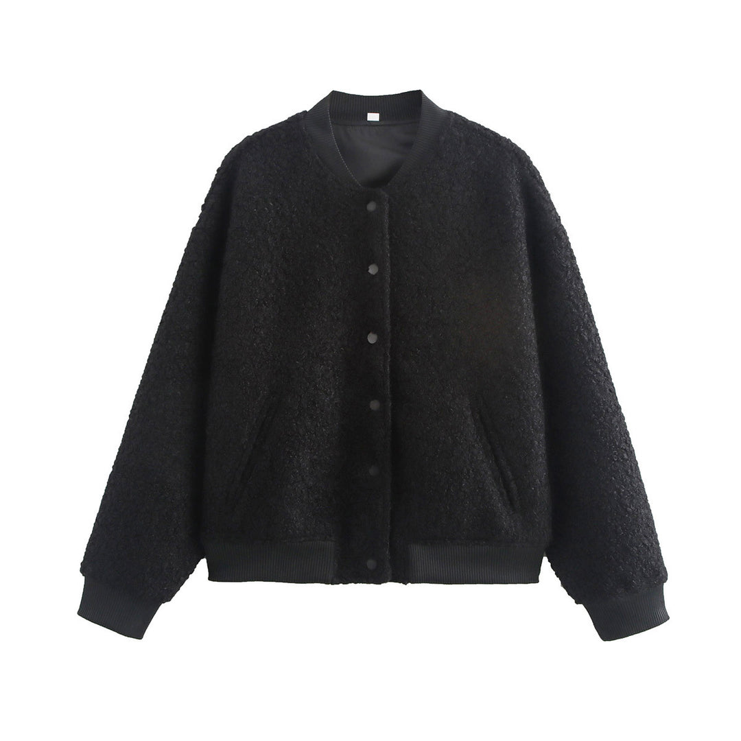 Oversized fleece jacket for women with button closure and side pockets Lune London