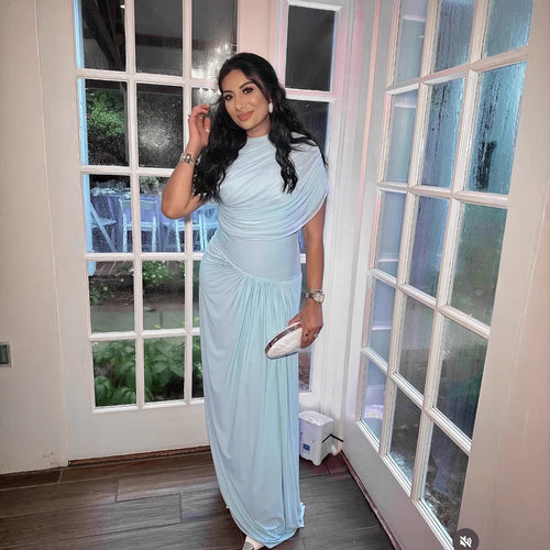 Maxi dress for women with decorative gathers and elegant draping Amarae