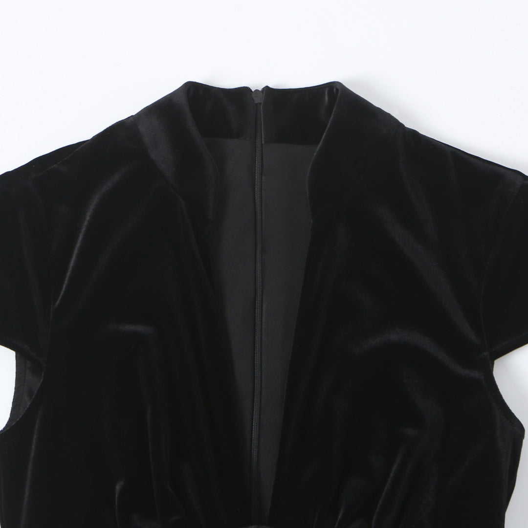Women's velvet mini dress with tailored corset look and flared skirt Amarae