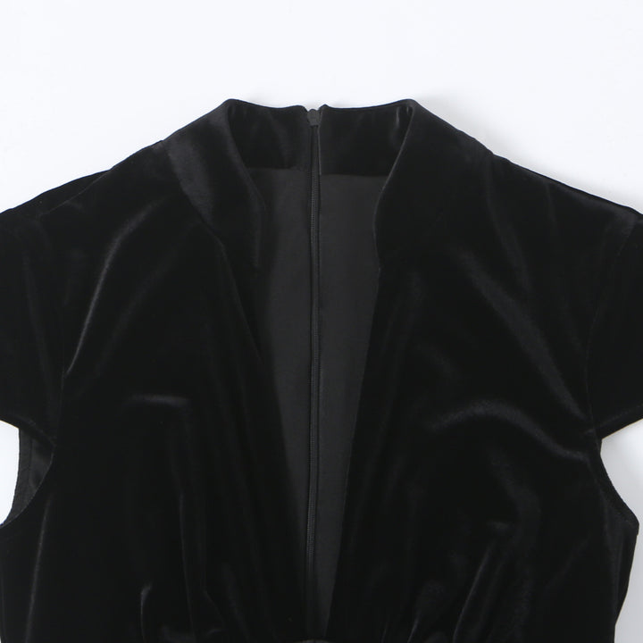 Women's velvet mini dress with tailored corset look and flared skirt Amarae