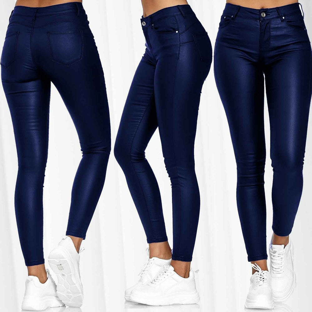 Women's Coated High-Waist Skinny Jeans Look Pants Amarae