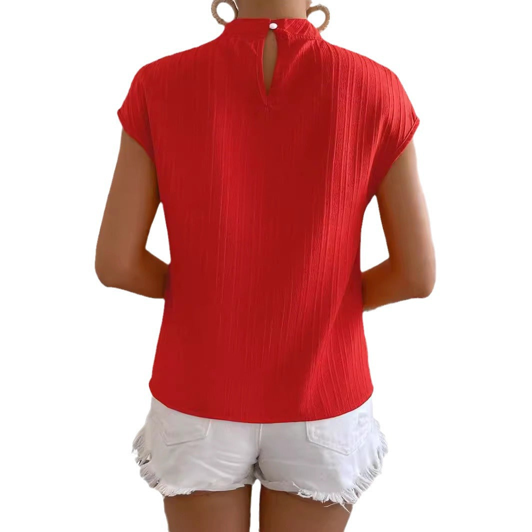 Structured keyhole neck blouse for women with cape sleeves Lune London