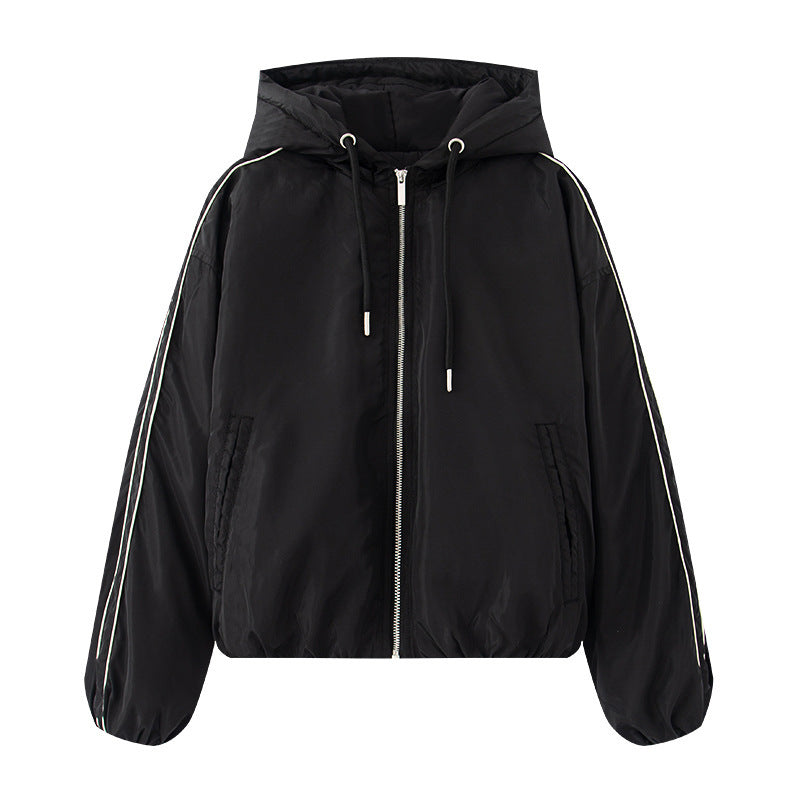 Sporty transition jacket for women with hood and side zips Lune London