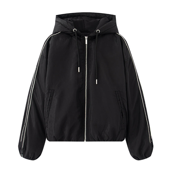 Sporty transition jacket for women with hood and side zips Lune London