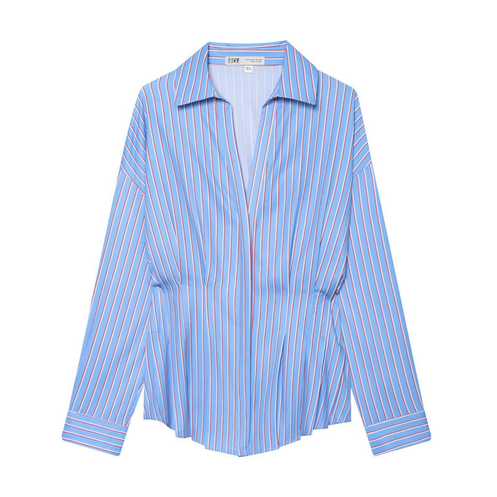 Women's Loose Shirt Blouse with Waist Pleats and Dropped Shoulders Amarae