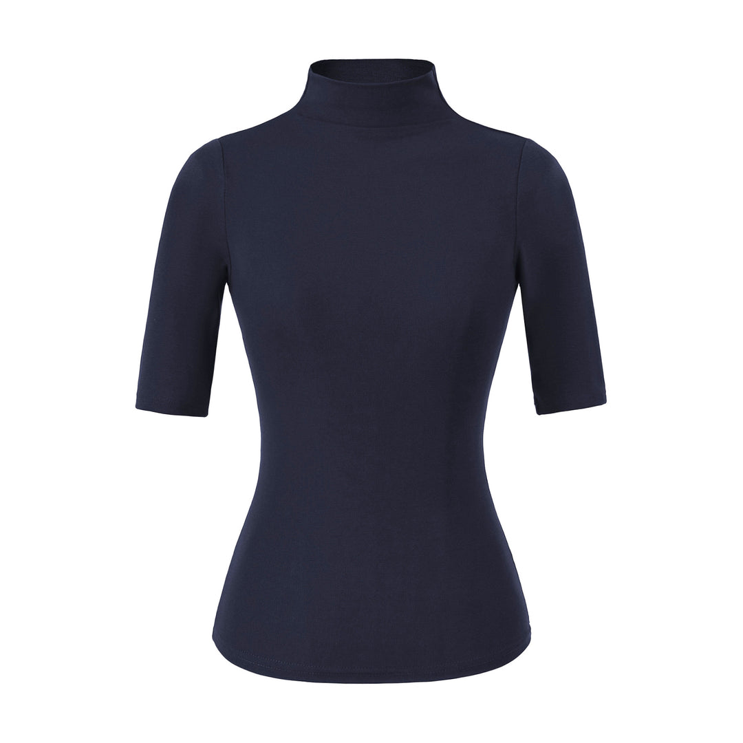 Women's Fitted Stand Collar Shirt with Half-Length Sleeves Amarae