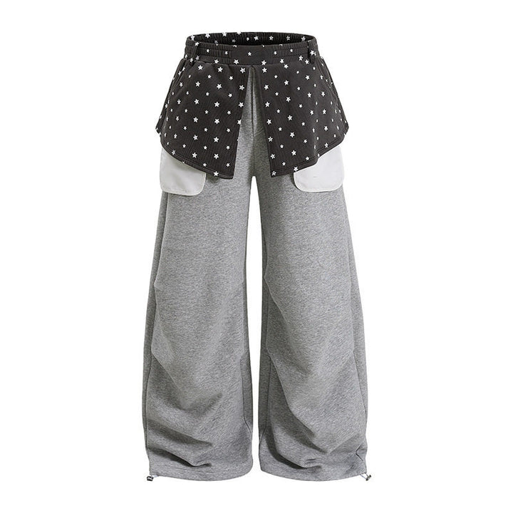 Ladies Wide Palazzo Lounge Pants with Layer Insert, Star Application & Large Contrast Pockets Amarae