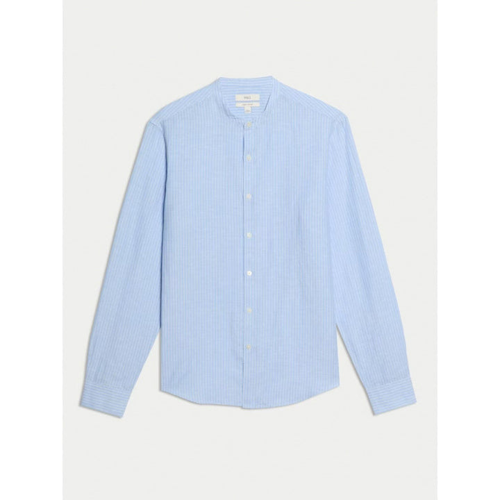 Long sleeve shirt for men with high collar and fine striped pattern Lune London