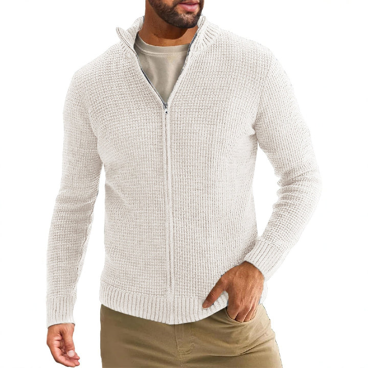 Men's knitted jacket with high collar and convenient zipper Lune London