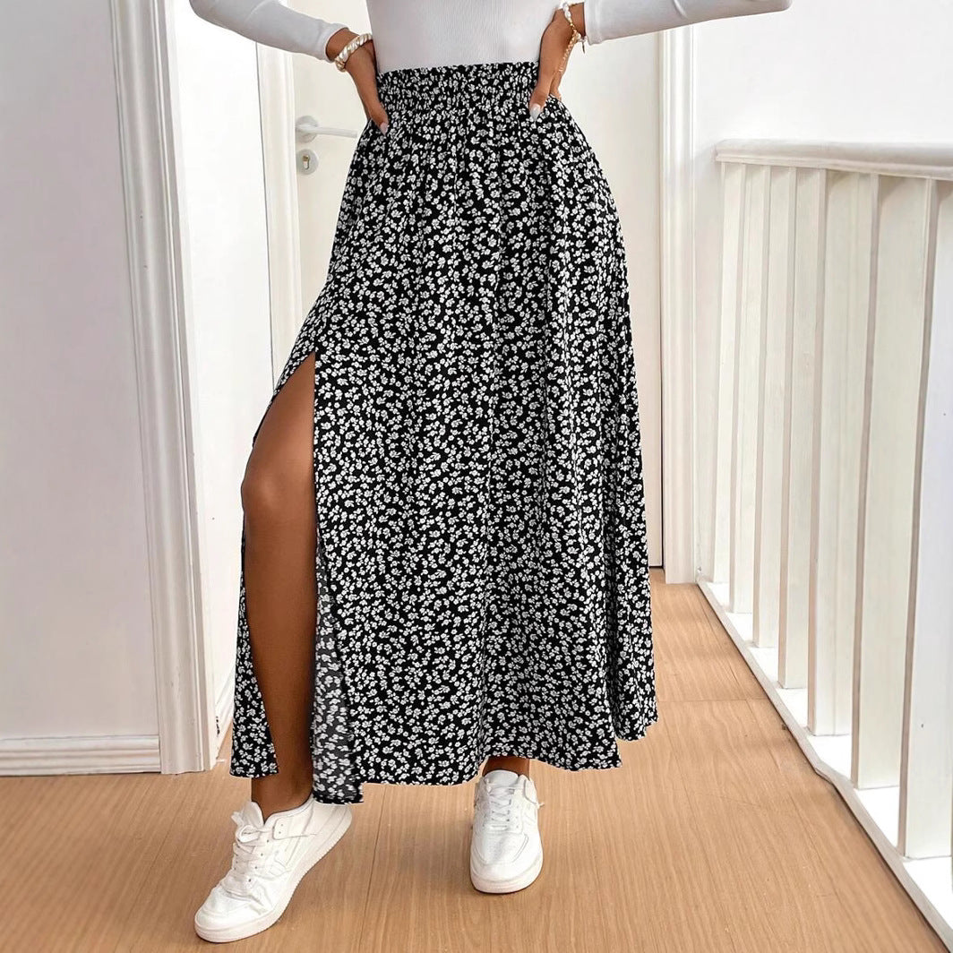 Lune London Women's maxi skirt with floral pattern and side slit