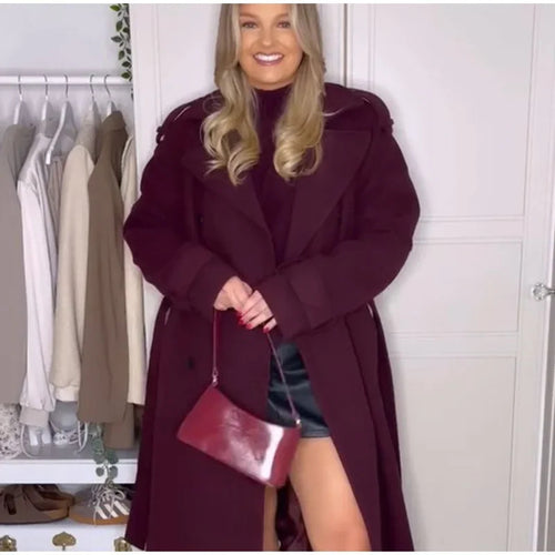 Elegant Woman Oversized Wool Jacket with Deep Lapels and Side Pockets Amarae