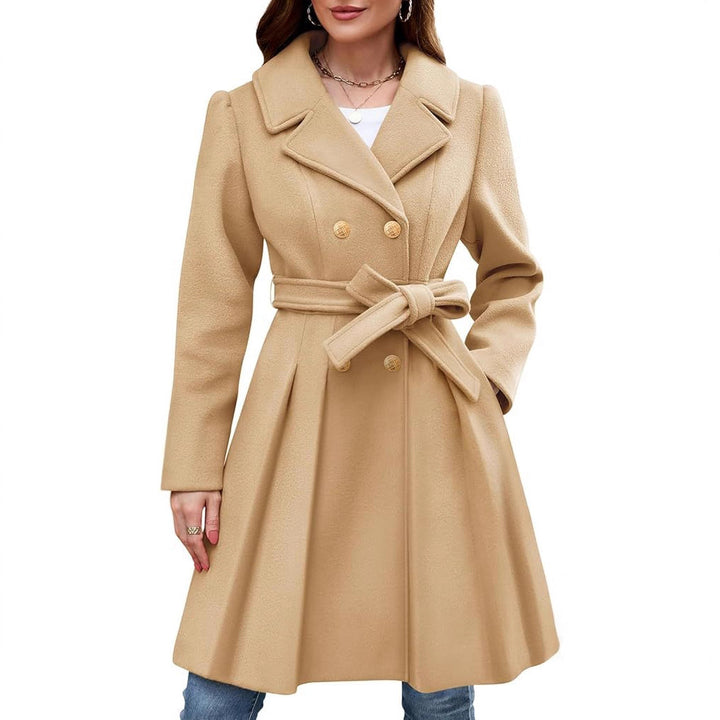 Wrap coat for women in classic style with double-breasted buttons and belt Lune London