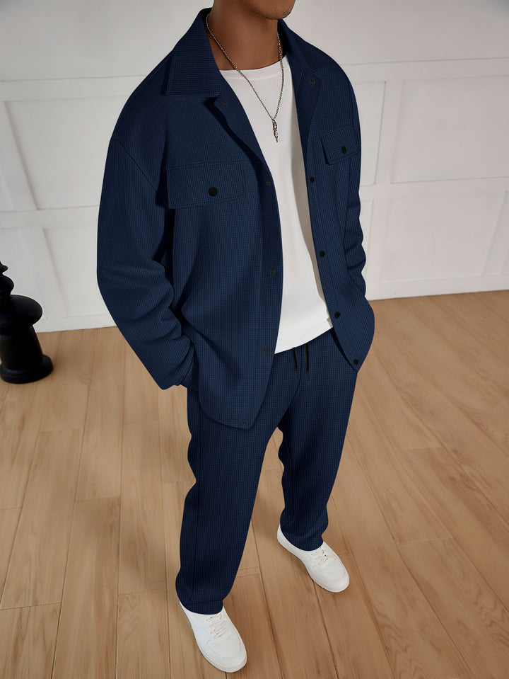 Elegant leisure suit for men with textured jacket and comfortable pants Amarae