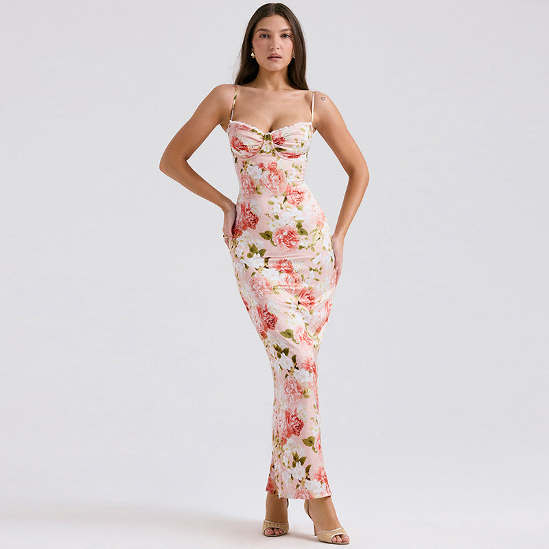Lune London Floral Print Bodycon Evening Dress for Women