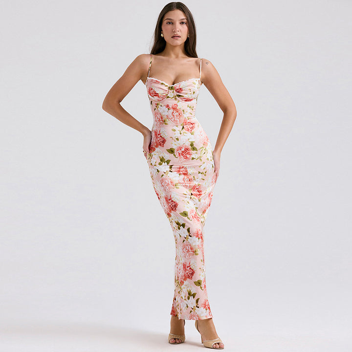 Lune London Floral Print Bodycon Evening Dress for Women