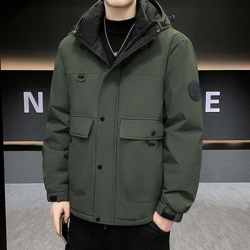 Men's Padded Short Parka with Hood windproof water-repellent and multifunctional pockets Amarae