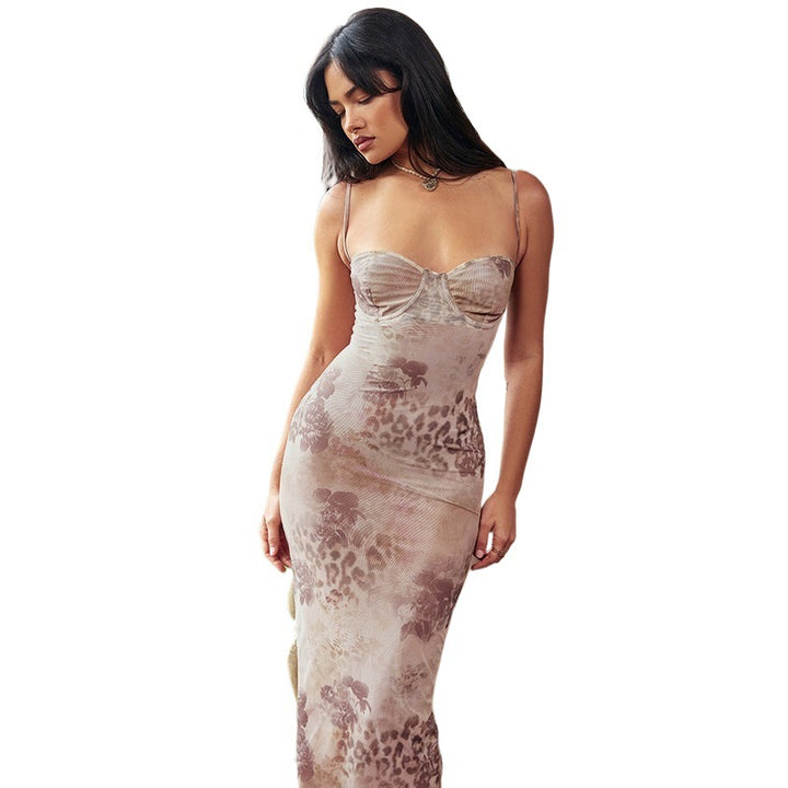 Ladies Elegant Floral Bodycon Maxi Dress Lune London