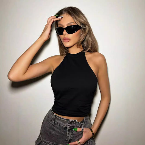 Chic & Stil women's halter neck top with a sleek design and a fitted silhouette
