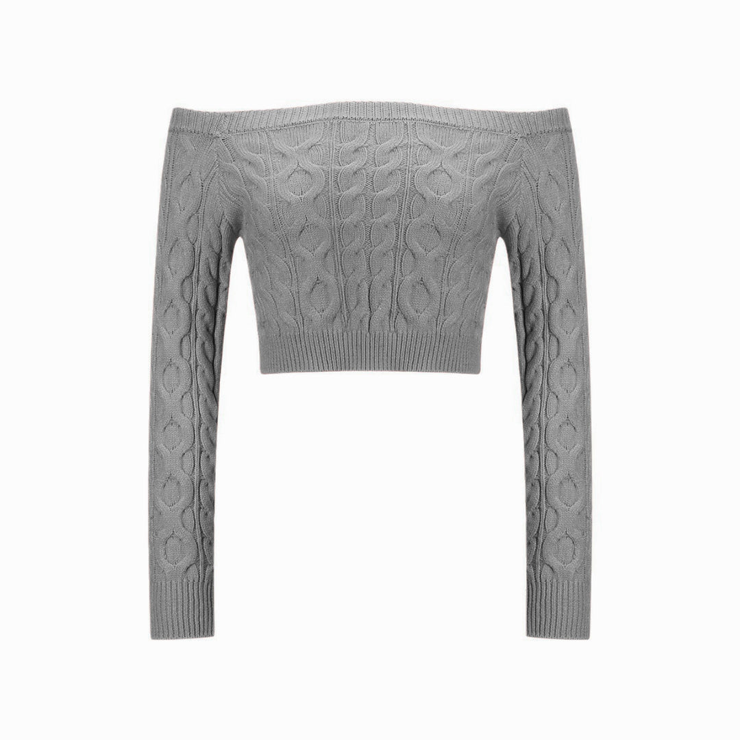 Pull tricot femme à épaules dénudées avec motif en cable Chic & Stil