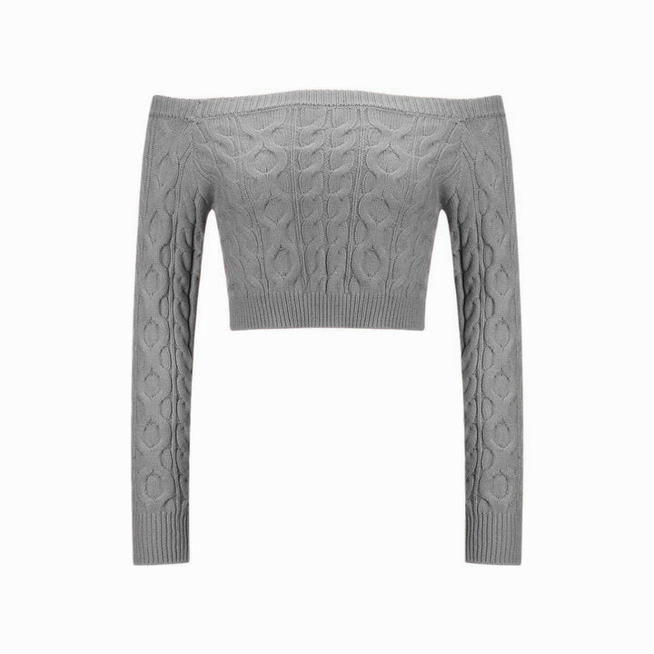 Pull tricot femme à épaules dénudées avec motif en cable Chic & Stil