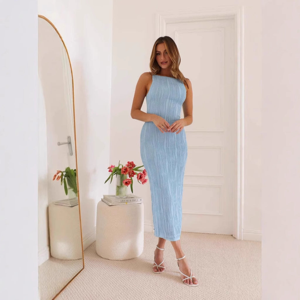 Women’s Bodycon Maxi Dress in Modern Stripe Design Lune London