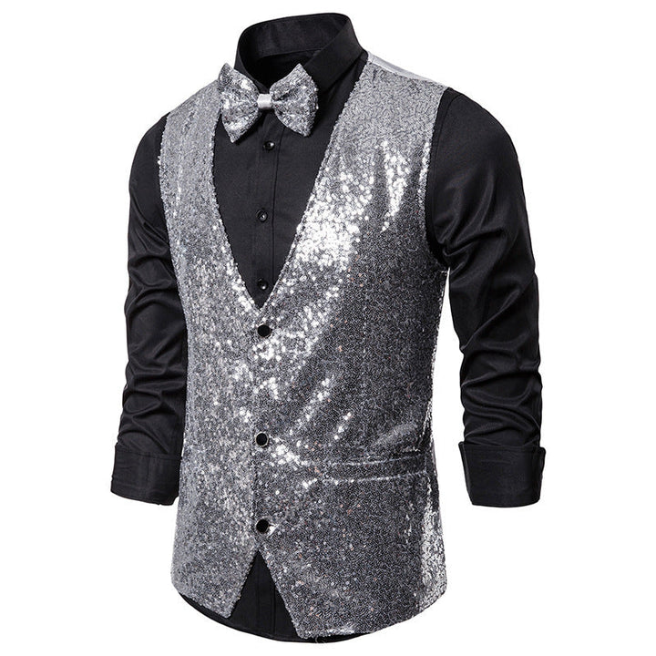 Men's Sparkling Festive Vest with Matching Bow Tie Amarae
