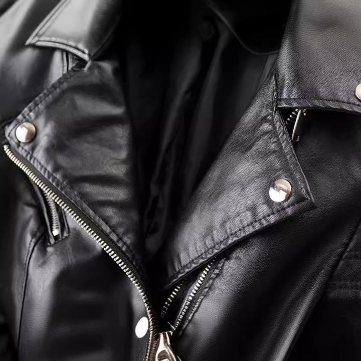 Synthetic leather jacket for women with quilted details and a slim fit Lune London