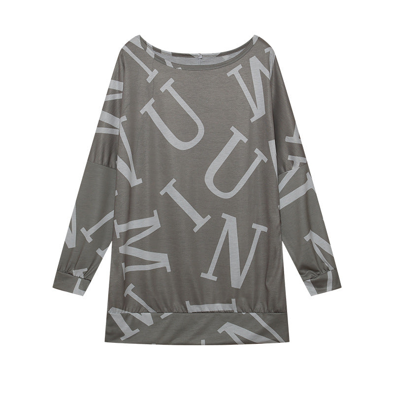 Oversized long sleeve t-shirt for women with modern print and elastic belt Lune London