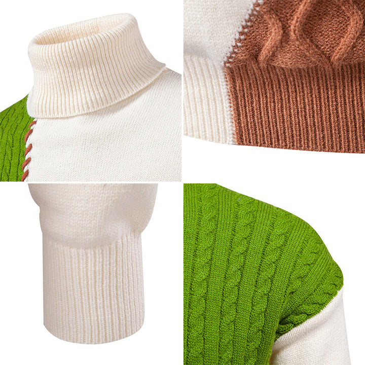 Men's turtleneck sweater with geometric braid pattern and contrasting accents Lune London