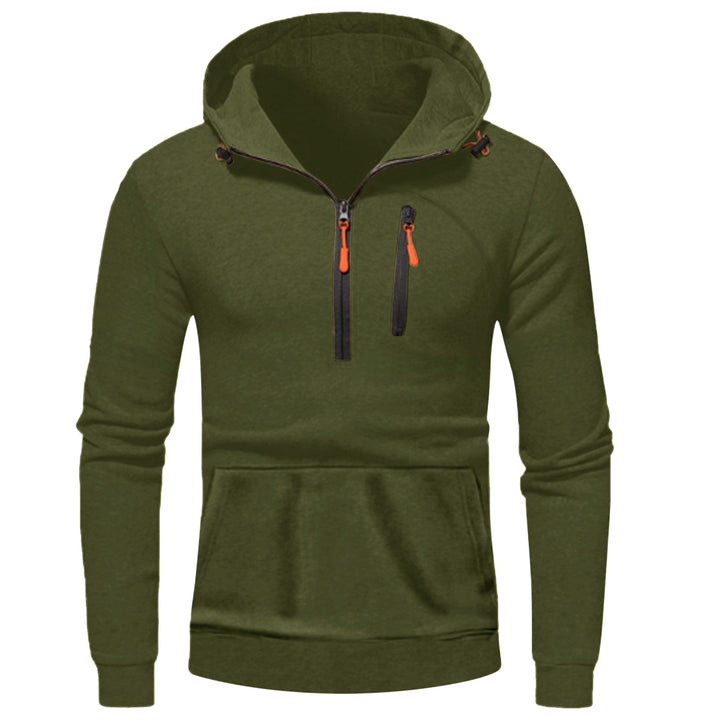 Modern men's hoodie with innovative half-zip closure Lune London