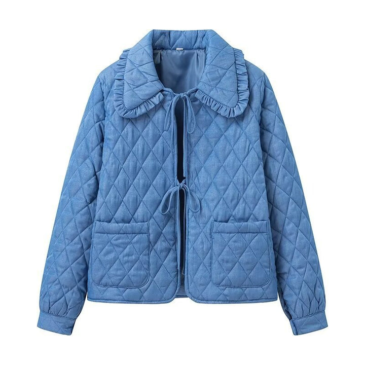 Quilted jacket for women with large collar and practical pockets Lune London