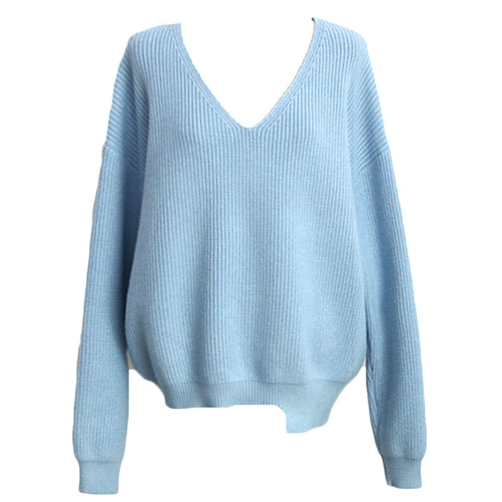 Pull-over pour femmes confortable avec col en V et texture côtelée Chic & Stil