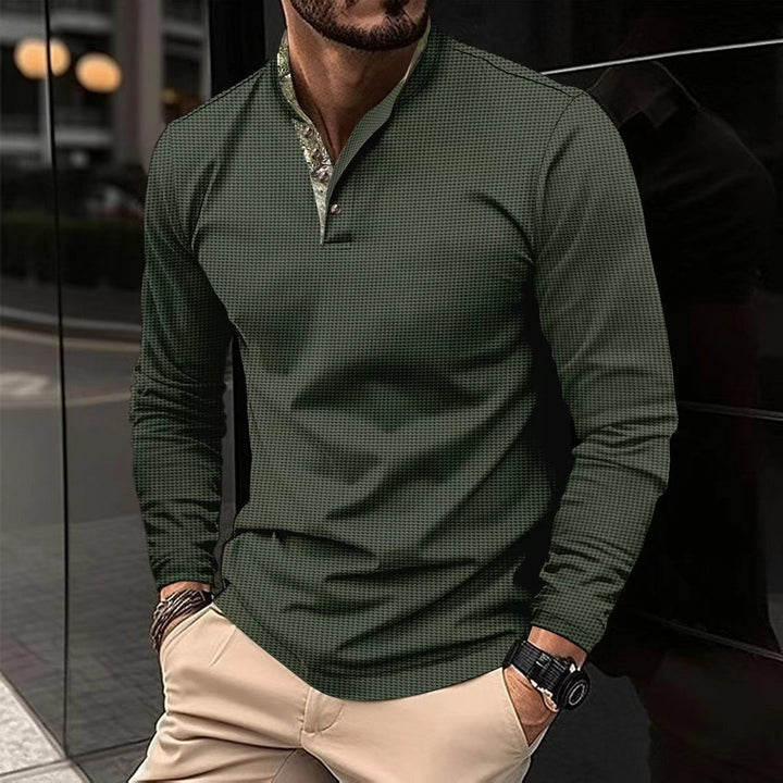 Men's long sleeve shirt with modern stand collar and elegant design Lune London