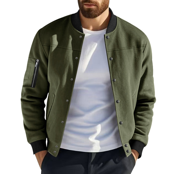 Trendy university jacket for men with practical zippered pockets and elastic cuffs Lune London