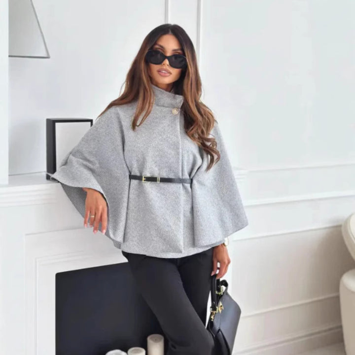 Trendy cape jacket for women with decorative belt Lune London