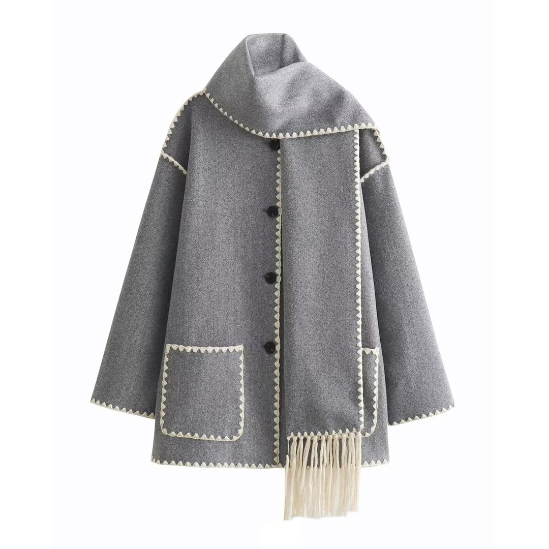 Women’s coat with fringe detail and elegant row of buttons Lune London