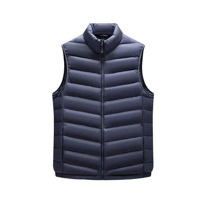 Men's Ultralight Quilted Vest with Down Look, Wind-resistant Shell and Stand-up Collar Amarae