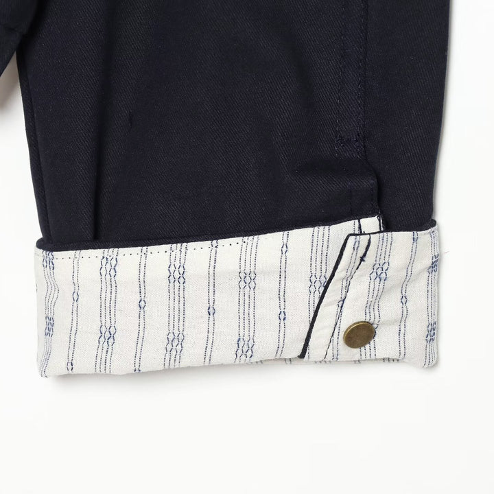 Women's Cropped Boxy Field Jacket with Stand-Up Collar, Patch Pockets and Golden Details Amarae