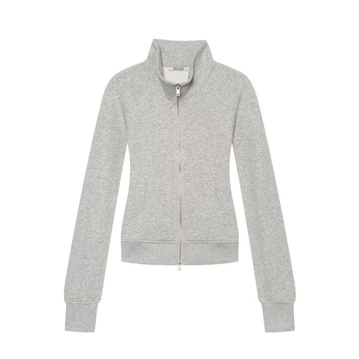 Women's Custom-made Sweat Jacket with Stand-up Collar, Zipper and Raglan Sleeves Amarae