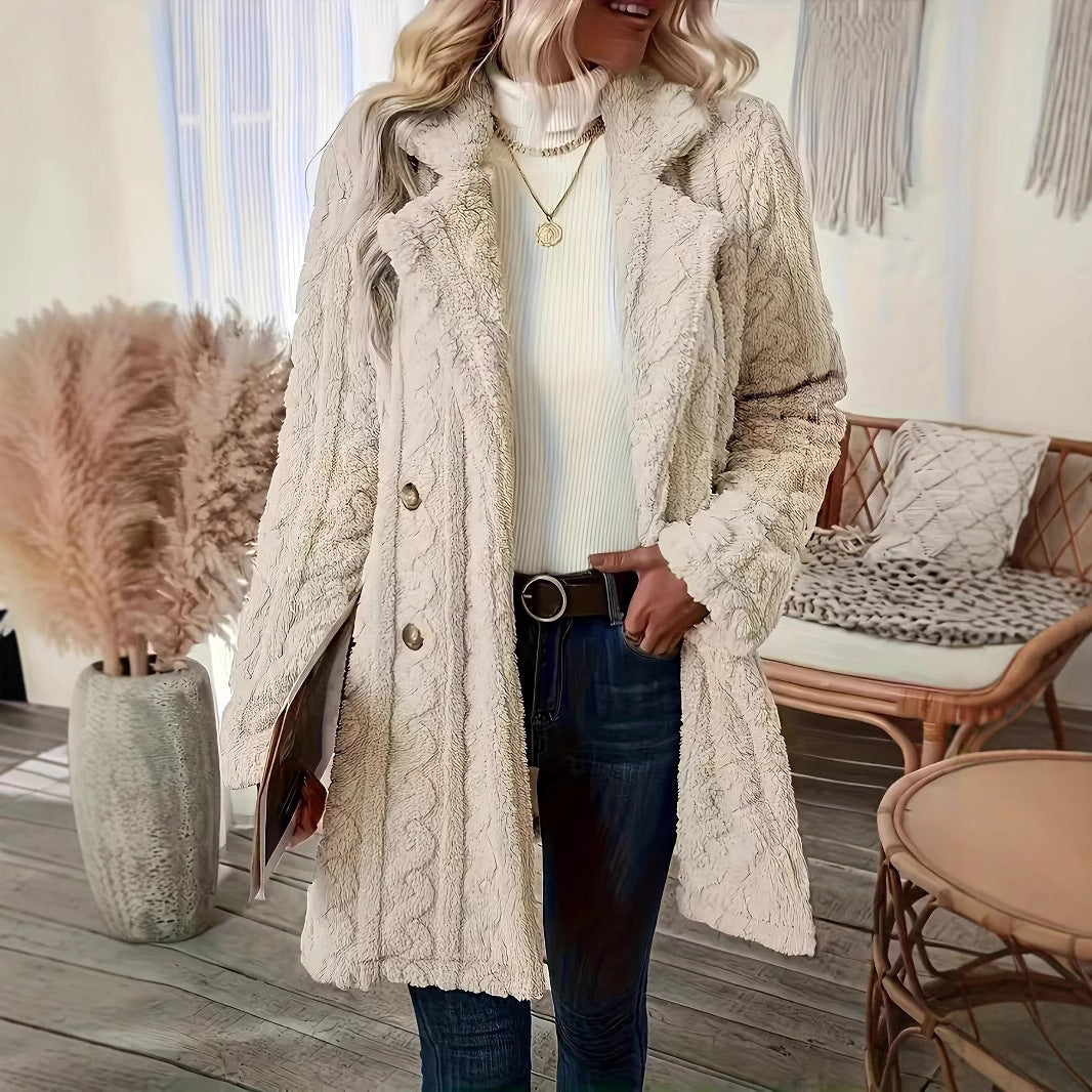 Ladies Cozy Teddy Jacket with Textured Design Amarae
