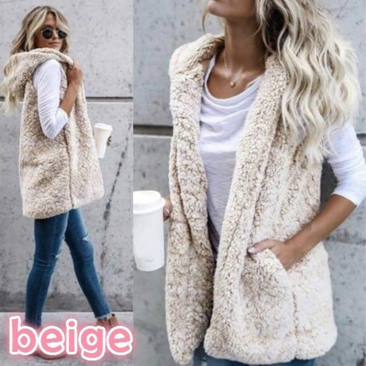 Ladies Cozy Vest Made Of Lambskin Imitation Lune London