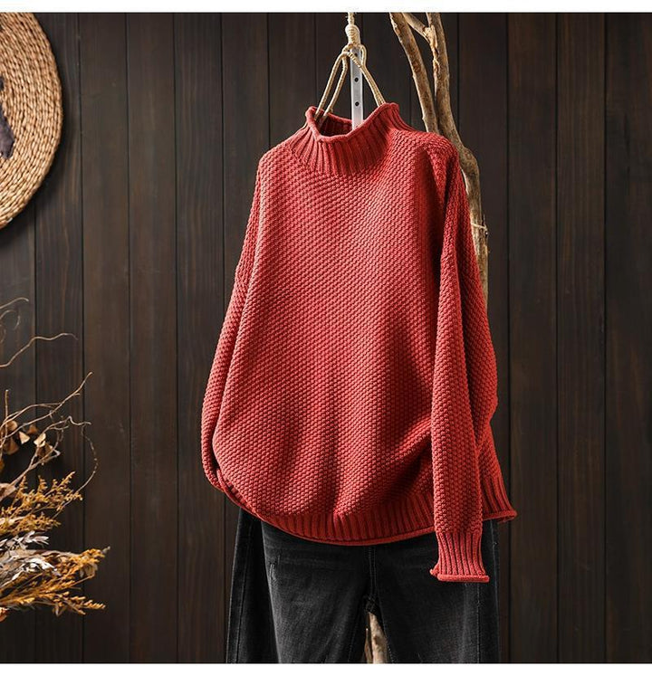 Oversized knitted sweater for women with high neck Lune London