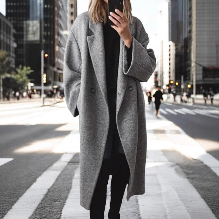 Oversized wool coat for women with a double-button design and a relaxed fit Lune London