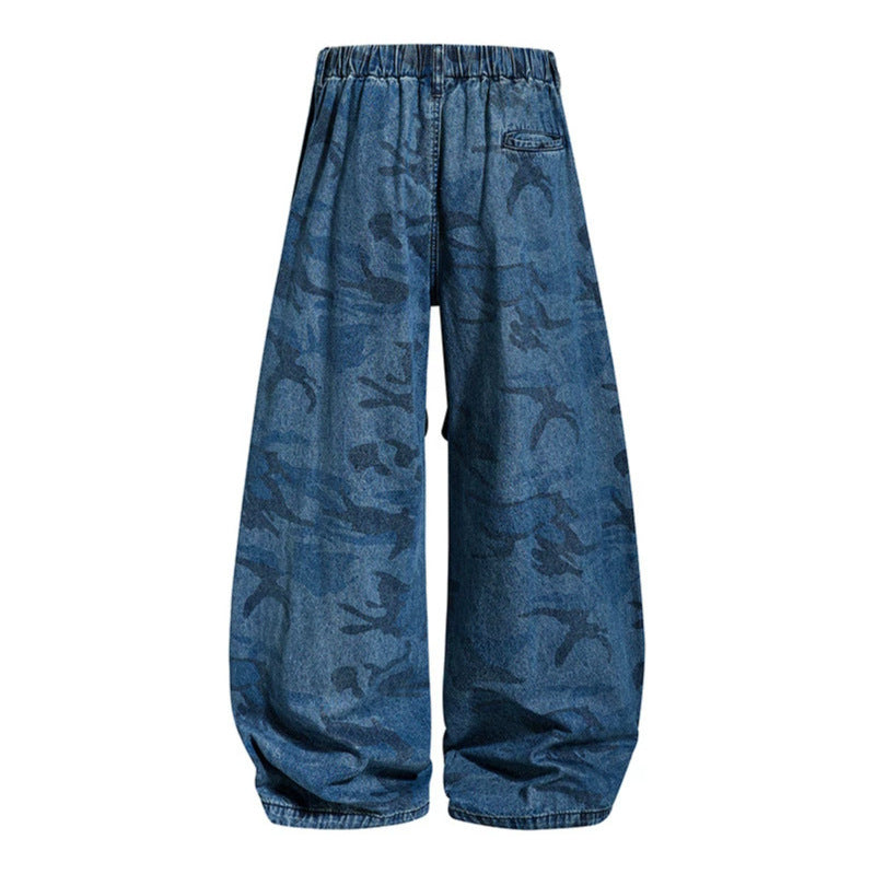 Women's Extra Wide Denim Palazzo Pants with Elastic Comfort Waistband and Distinctive Stitching Details Amarae