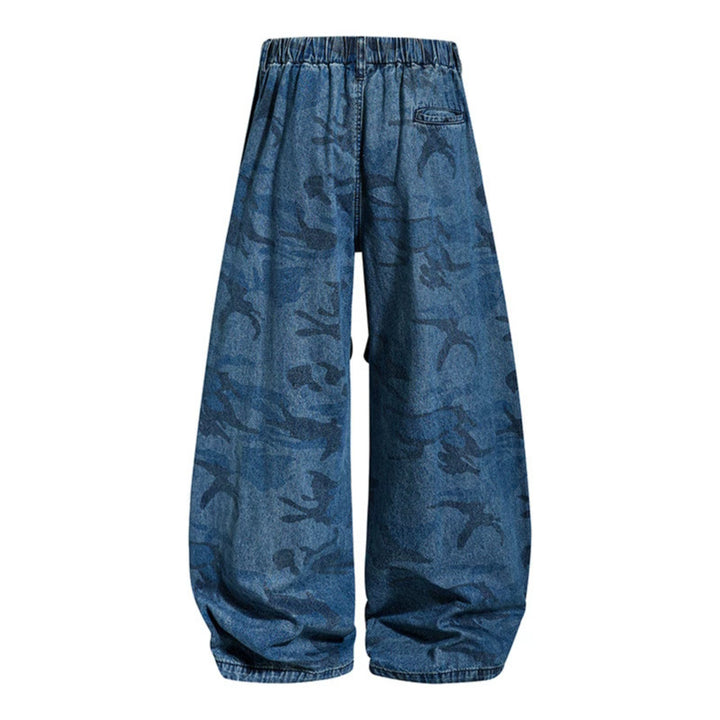 Women's Extra Wide Denim Palazzo Pants with Elastic Comfort Waistband and Distinctive Stitching Details Amarae