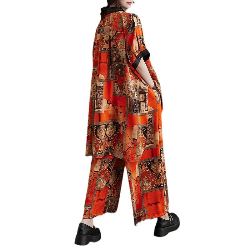 Ladies Oversized Graphic Print Tunic Set Lune London