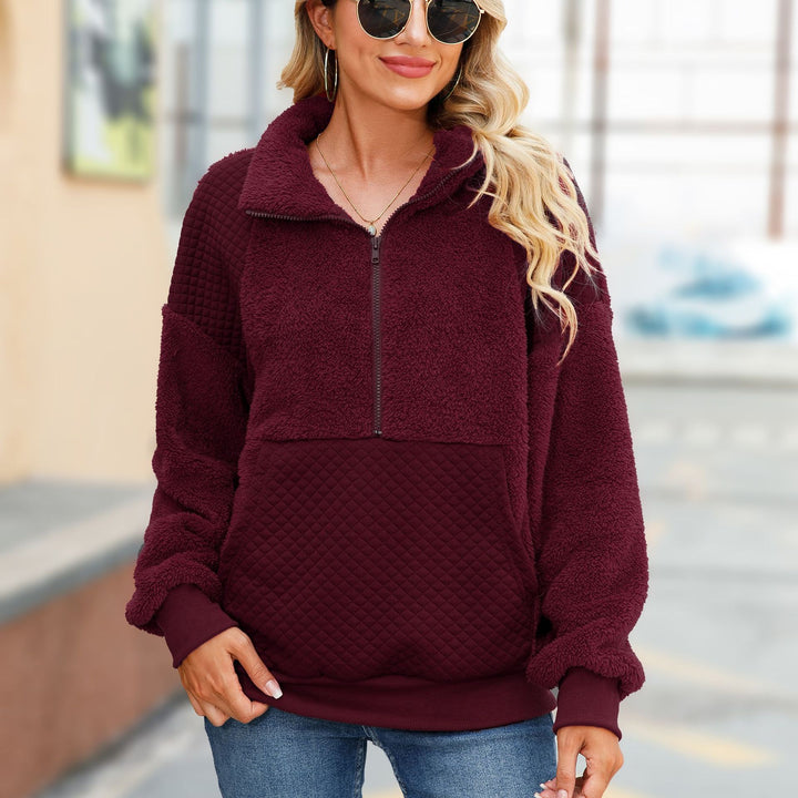 Cozy zip sweater for women with textured fleece and comfortable pockets Lune London