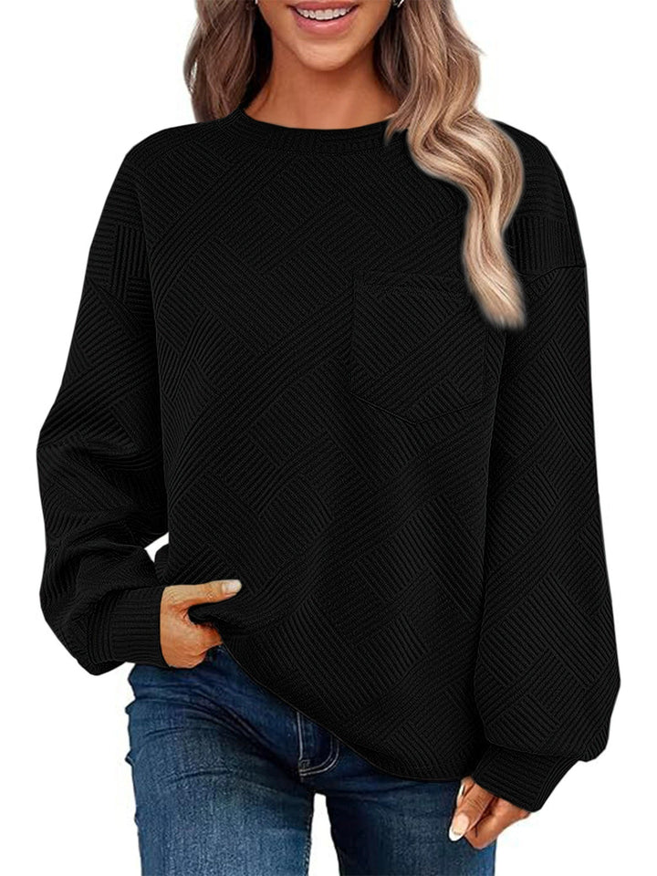 Casual sweater for women with structured fabric pattern and practical chest pocket Lune London